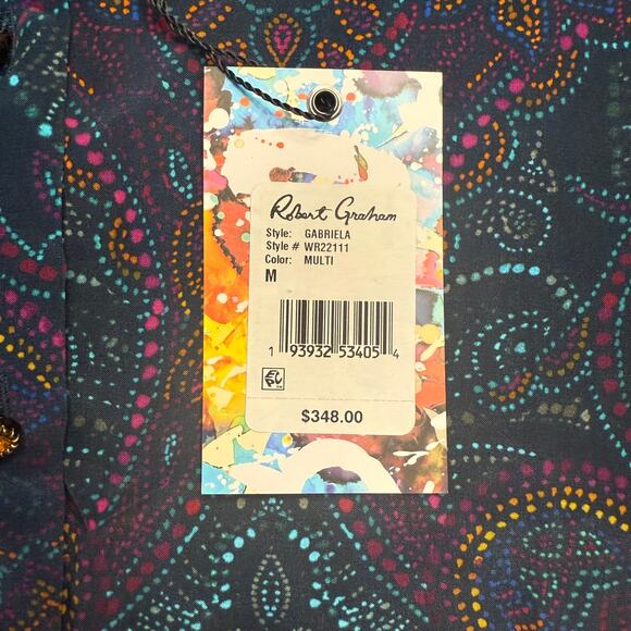 NWT Robert Graham Gabriela Silk-Blend Shirt Women’s Medium Multi WR22111 - Picture 15 of 15